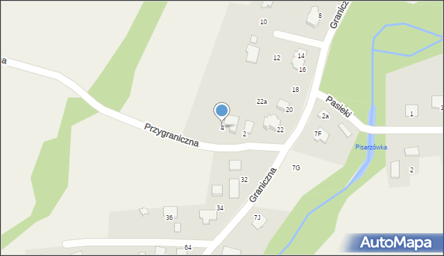 Pisarzowice, Przygraniczna, 4, mapa Pisarzowice