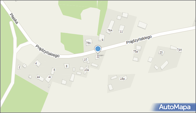 Płaska, Prądzyńskiego Ignacego, gen., 12, mapa Płaska