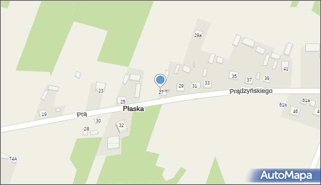 Płaska, Prądzyńskiego Ignacego, gen., 27, mapa Płaska