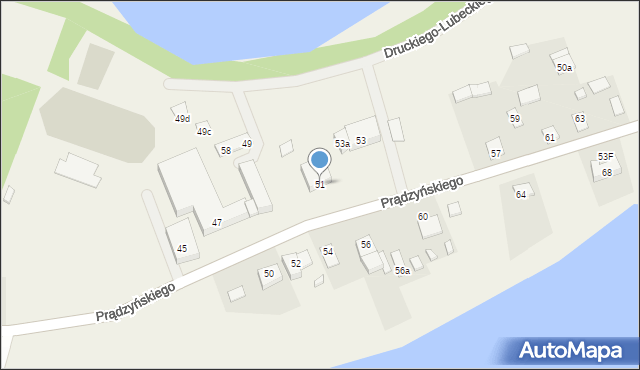 Płaska, Prądzyńskiego Ignacego, gen., 51, mapa Płaska