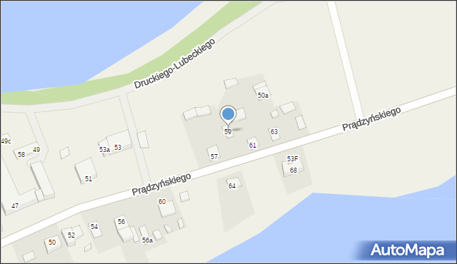 Płaska, Prądzyńskiego Ignacego, gen., 59, mapa Płaska