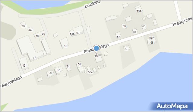 Płaska, Prądzyńskiego Ignacego, gen., 60, mapa Płaska