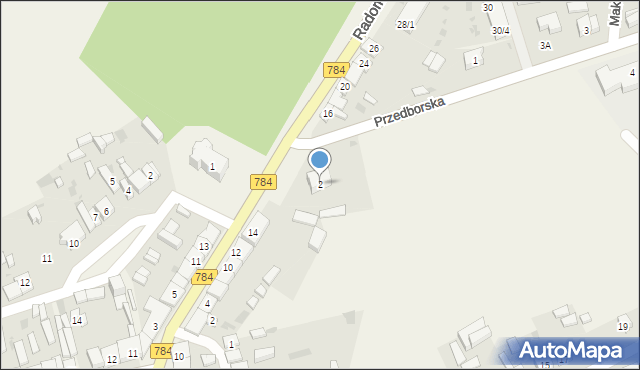 Pławno, Przedborska, 2, mapa Pławno