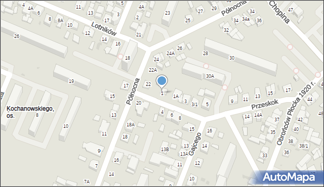 Płock, Przeskok, 1, mapa Płock