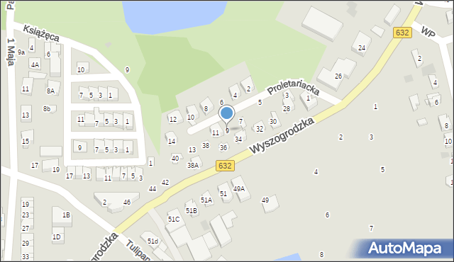 Płońsk, Proletariacka, 9, mapa Płońsk