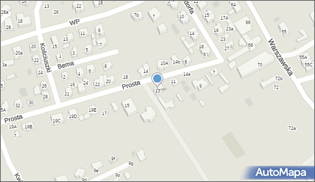 Płońsk, Prosta, 13, mapa Płońsk