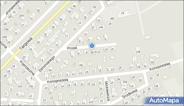 Płońsk, Prusa Bolesława, 10, mapa Płońsk