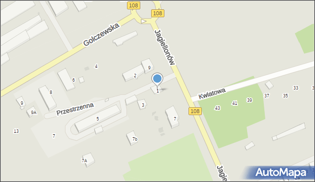 Płoty, Przestrzenna, 1, mapa Płoty