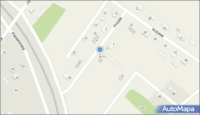 Podborze, Prosta, 5, mapa Podborze