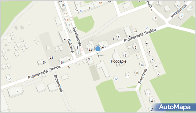 Poddąbie, Promenada Słońca, 3, mapa Poddąbie