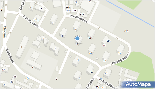 Poręba, Przemysłowa, 9, mapa Poręba