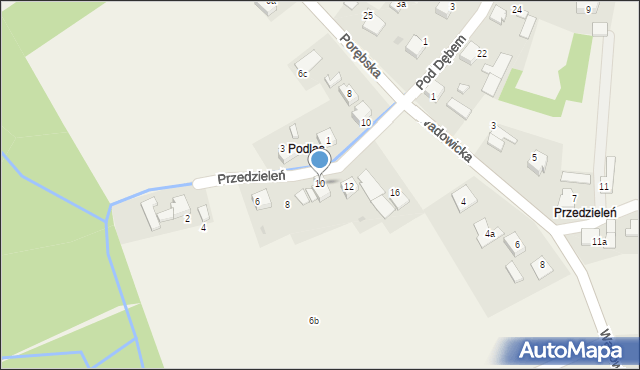 Poręba Wielka, Przedzieleń, 10, mapa Poręba Wielka