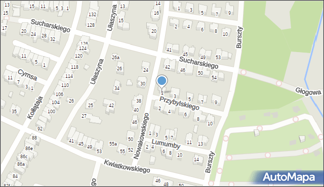 Poznań, Przybylskiego Józefa, 1, mapa Poznania