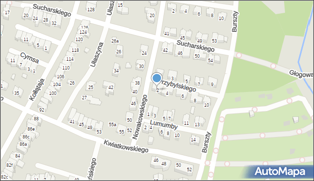 Poznań, Przybylskiego Józefa, 2, mapa Poznania