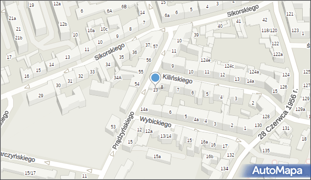 Poznań, Prądzyńskiego Ignacego, gen., 13, mapa Poznania