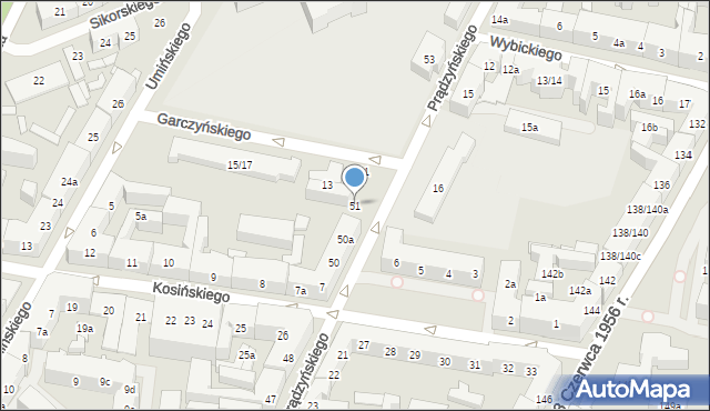 Poznań, Prądzyńskiego Ignacego, gen., 51, mapa Poznania