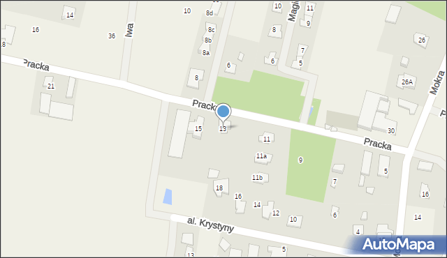 Prace Duże, Pracka, 13, mapa Prace Duże