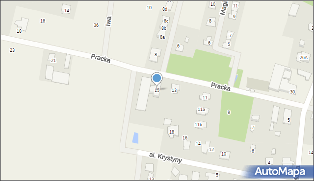 Prace Duże, Pracka, 15, mapa Prace Duże