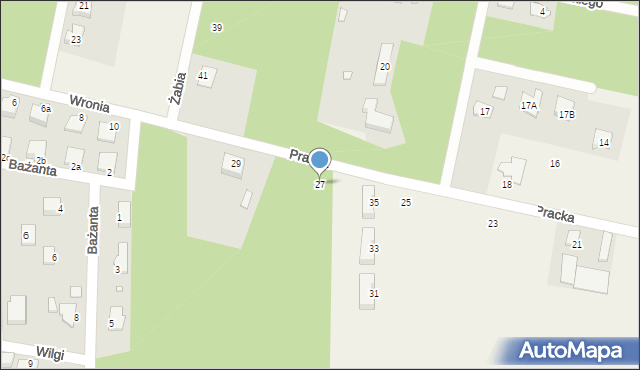 Prace Duże, Pracka, 27, mapa Prace Duże