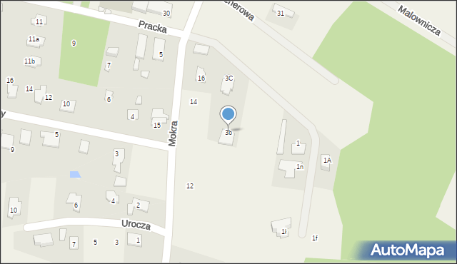 Prace Duże, Pracka, 3b, mapa Prace Duże