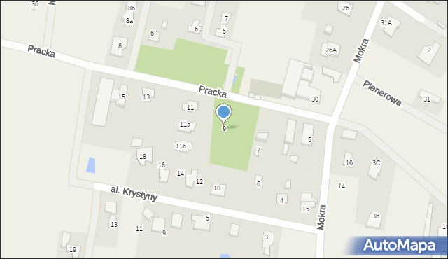 Prace Duże, Pracka, 9, mapa Prace Duże