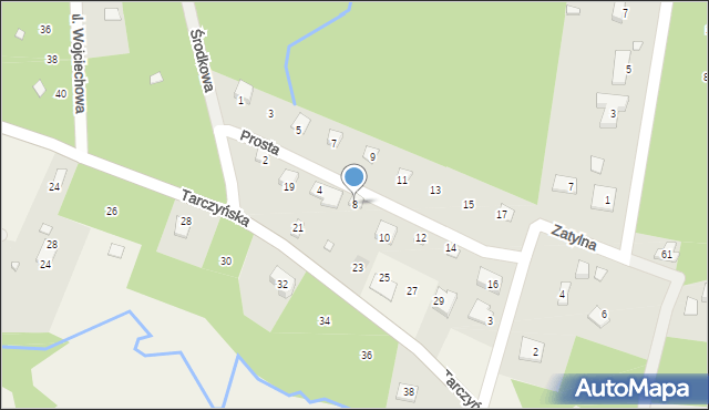 Prace Duże, Prosta, 8, mapa Prace Duże