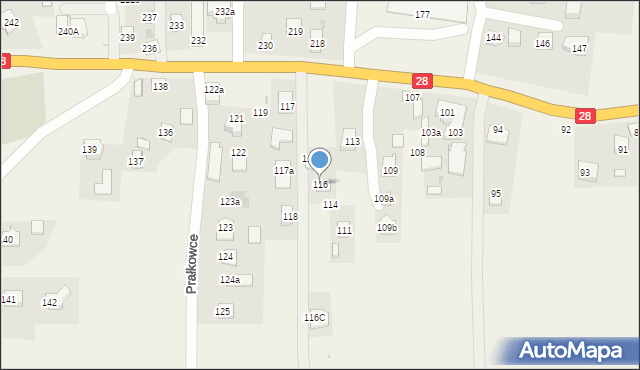 Prałkowce, Prałkowce, 116, mapa Prałkowce
