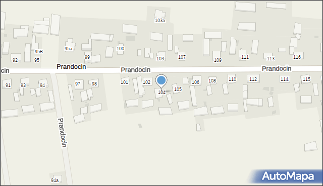 Prandocin, Prandocin, 104, mapa Prandocin