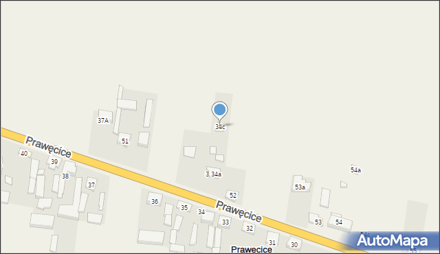 Prawęcice, Prawęcice, 34c, mapa Prawęcice