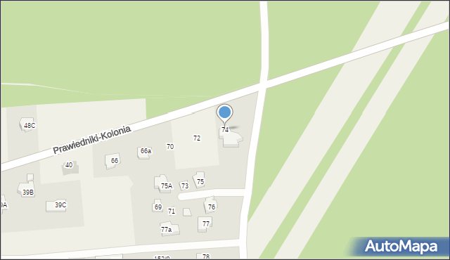Prawiedniki-Kolonia, Prawiedniki-Kolonia, 74, mapa Prawiedniki-Kolonia