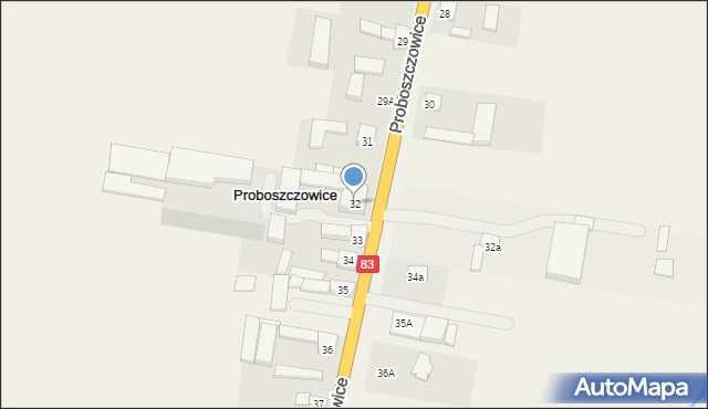 Proboszczowice, Proboszczowice, 32, mapa Proboszczowice