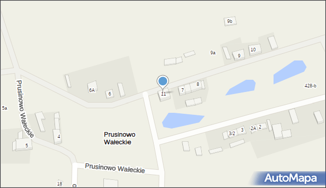 Prusinowo Wałeckie, Prusinowo Wałeckie, 11, mapa Prusinowo Wałeckie