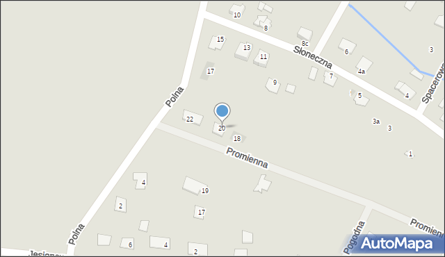 Pruszcz, Promienna, 20, mapa Pruszcz