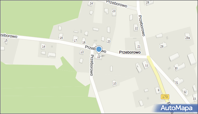 Przeborowo, Przeborowo, 12, mapa Przeborowo