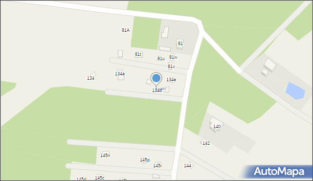 Przeradowo, Przeradowo, 134d, mapa Przeradowo