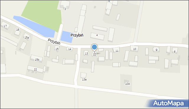 Przybiń, Przybiń, 12, mapa Przybiń