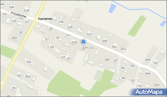 Przyborów, Przyborów, 311, mapa Przyborów