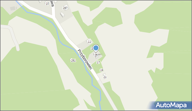 Przyborów, Przyborowiec, 15, mapa Przyborów