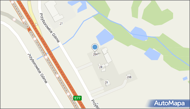 Przyborowice Górne, Przyborowice Górne, 28A, mapa Przyborowice Górne