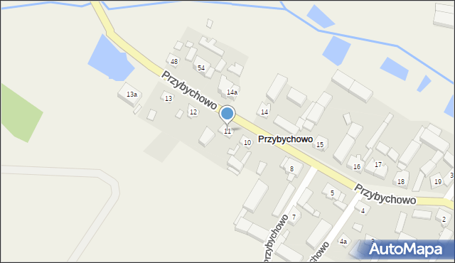 Przybychowo, Przybychowo, 11, mapa Przybychowo