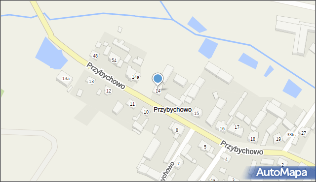 Przybychowo, Przybychowo, 14, mapa Przybychowo