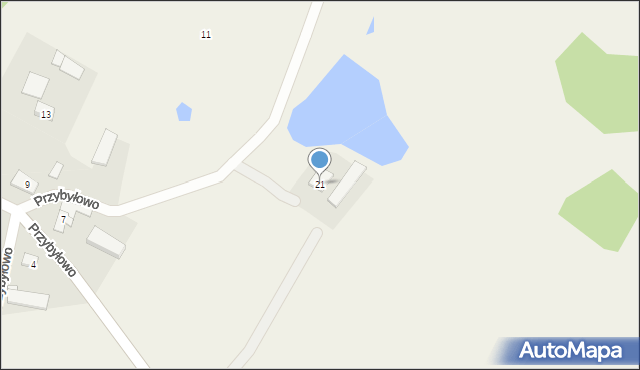 Przybyłowo, Przybyłowo, 21, mapa Przybyłowo