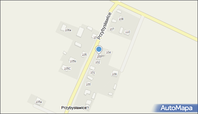 Przybysławice, Przybysławice, 103, mapa Przybysławice