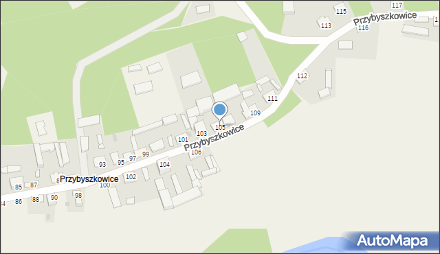 Przybyszew, Przybyszkowice, 105, mapa Przybyszew