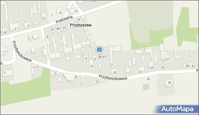 Przybyszew, Przybyszkowice, 15, mapa Przybyszew