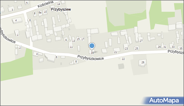Przybyszew, Przybyszkowice, 19, mapa Przybyszew