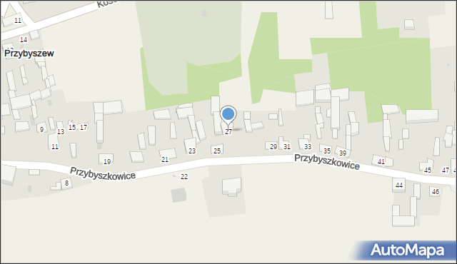 Przybyszew, Przybyszkowice, 27, mapa Przybyszew