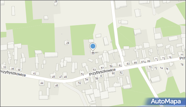 Przybyszew, Przybyszkowice, 55, mapa Przybyszew