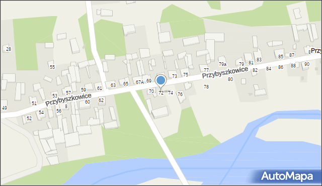 Przybyszew, Przybyszkowice, 72, mapa Przybyszew