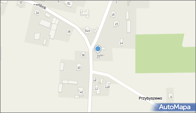 Przybyszewo, Przybyszewo, 13, mapa Przybyszewo
